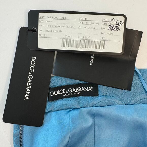 Dolce & Gabbana Jacquard Embellished A-Line Skirt Squirrel Blue 40 US4 NWT - Picture 10 of 15